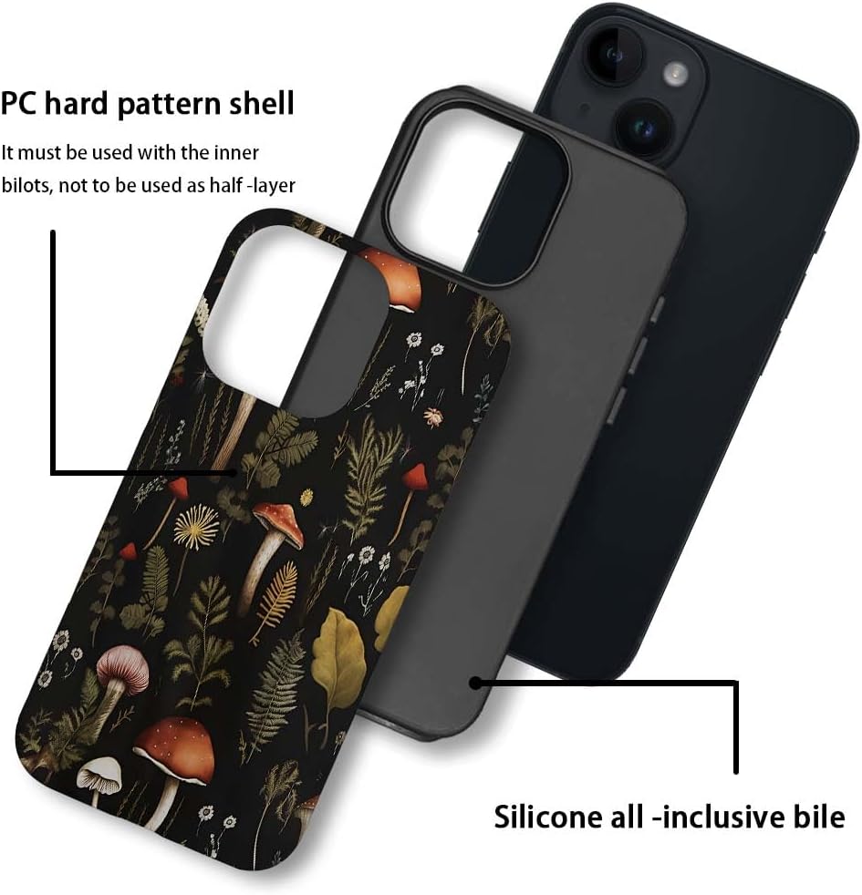 SEized Case Compatible with for iPhone 14 Plus,Vintage Mushroom Snail Daisy Leaf Phone Case for Girl Women Boy Men,Durable Protection Case for iPhone 14 Plus