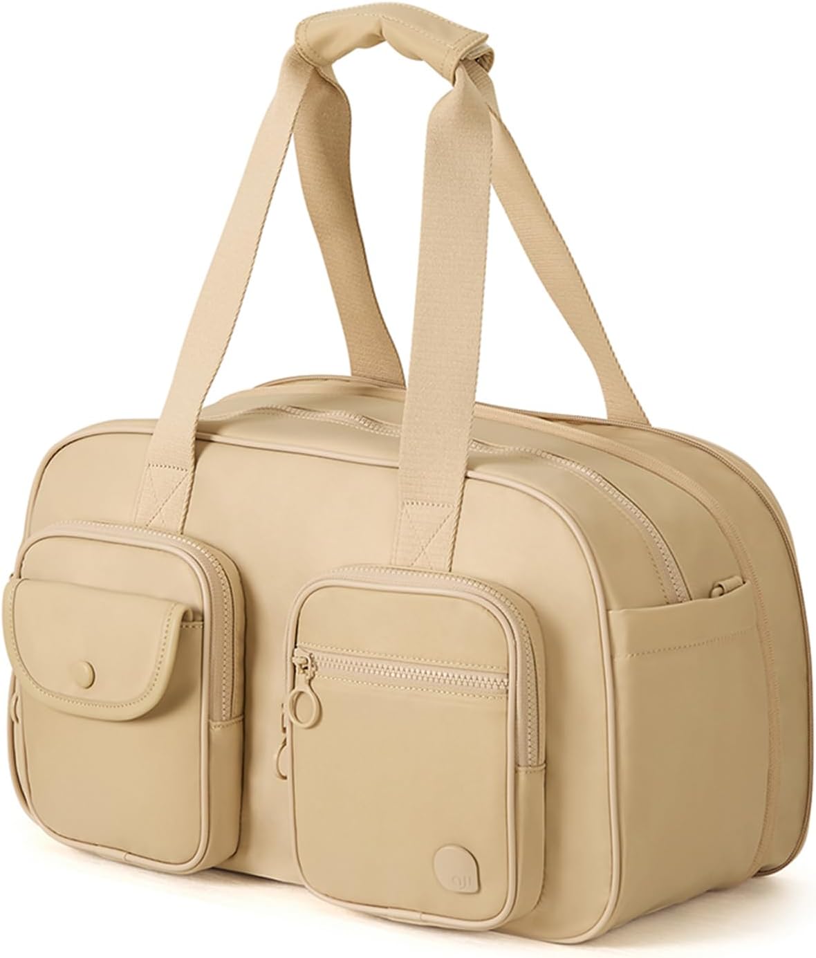 Aji Expandable Travel Duffel Bag, Duffle Bag for Travel with Wet Pocket, Carry on Weekender Bags for Men Women, Water Resistant Gym Duffel Bag Sport Bag (Khaki)