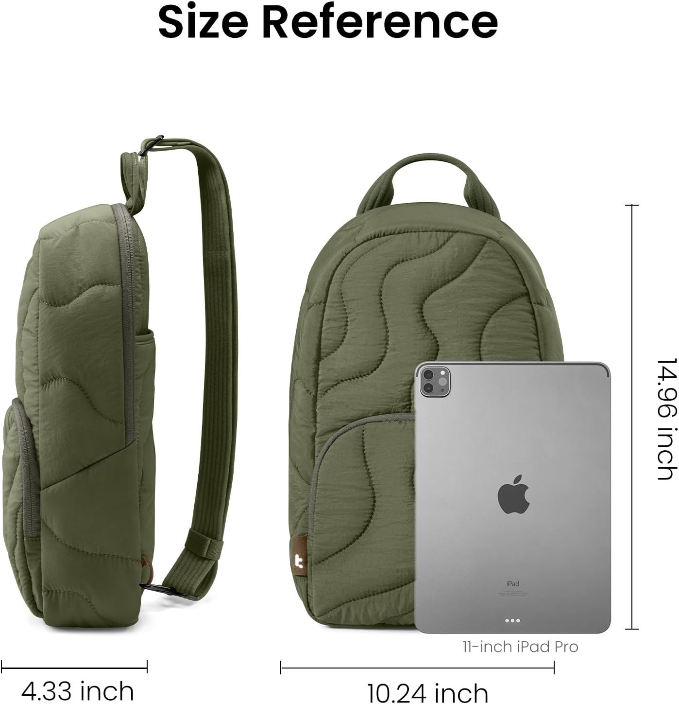 tomtoc 10L Puffy Sling Bag Backpack for Women Trendy, Quilted Padded Crossbody Bag for 11-inch iPad, iPad Air M3/M2, iPad Pro M5 2025/M4, Nintendo Switch 2, Lightweight Puffer Travel Chest Bag Daypack