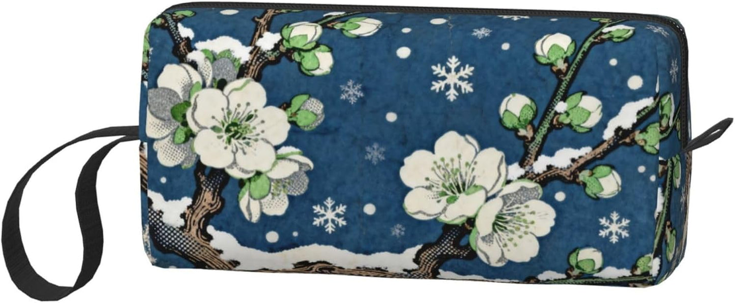 Plum Blossom Snowflake Makeup Bag Organizer Compact & Durable Plum Travel Cosmetic Bag Oxford Fabric Impact-Resistant Multi-Purpose Storage Perfect for Travel, Gym, Daily Use