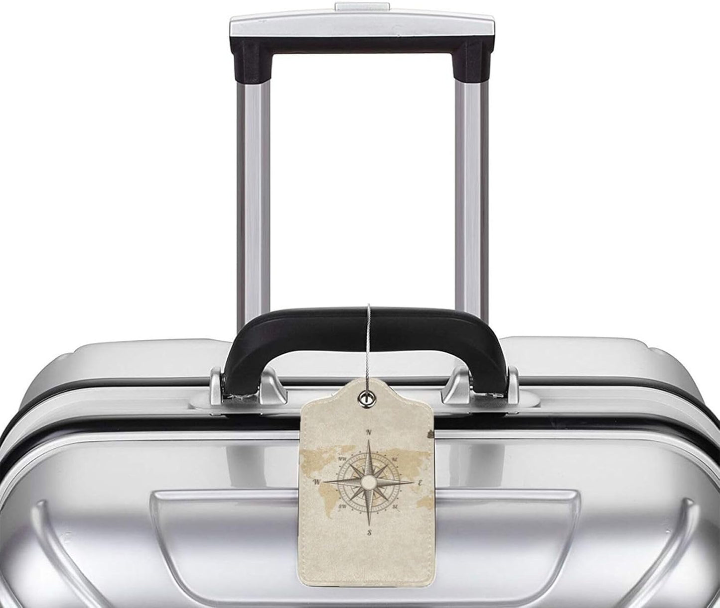2 Pcs Retro Navigation Compass Luggage Tags for Suitcase, Unique Nautical Old World Map Travel Gifts for Privacy Cover ID Label with Stainless