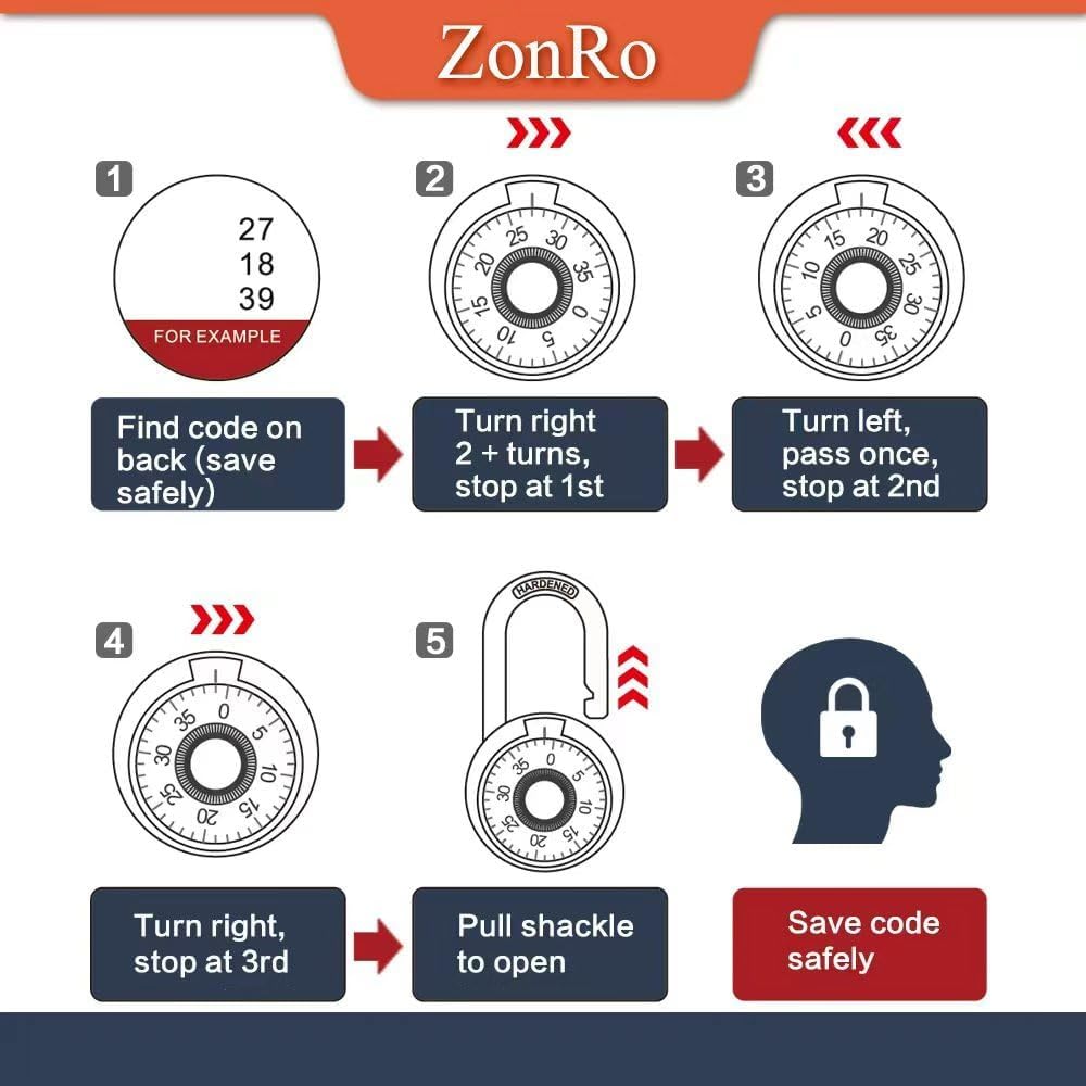 ZonRo Locks Combination Padlock, Fixed Dial Combination Padlock 24 Pack,3 Digit Code Standard Dial Combination, 2 in Wide. 3 in Height, Black Turntable, Lock for Gym & Locker, School, Toolbox