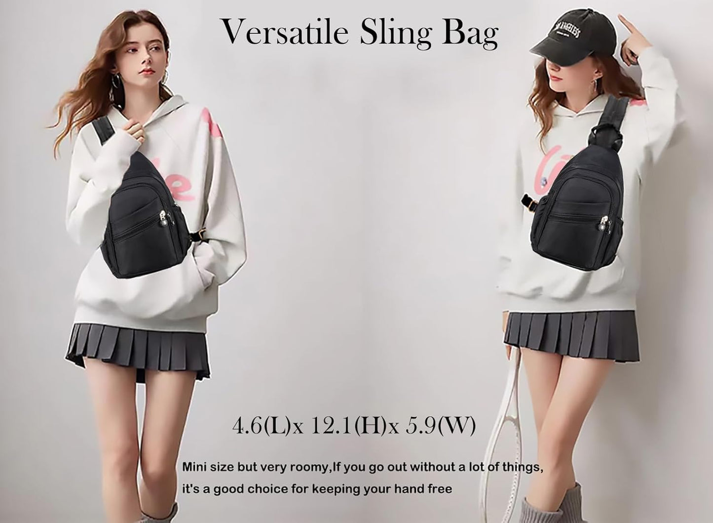 Small Crossbody Sling Bag for Women, Mini Backpack Sling Backpack Convertible, Chest Bag for Hiking Daypack