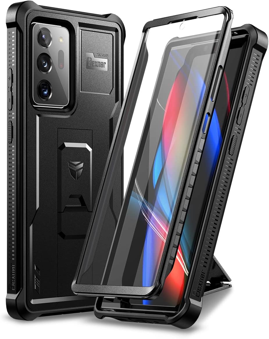 Dexnor for Samsung Galaxy Note 20 Ultra 5G Case, [Built in Screen Protector and Kickstand] Heavy Duty Military Grade Protection Shockproof Protective Cover for Samsung Galaxy Note 20 Ultra Black