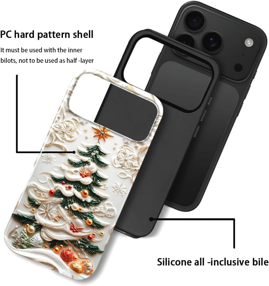 Case for iPhone 17 Pro Max - Slim Fit Anti-Scratch Phone Case for Girl Women - Christmas Tree Stained Glass (Glossy)