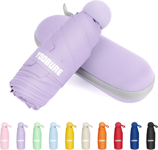 Yoobure Travel Umbrella Portable Compact Umbrellas, Pocket Mini for Purse, Umbrellas for UV Sun & Rain Small for Backpack, Umbrella with Case Folding for Kids Women