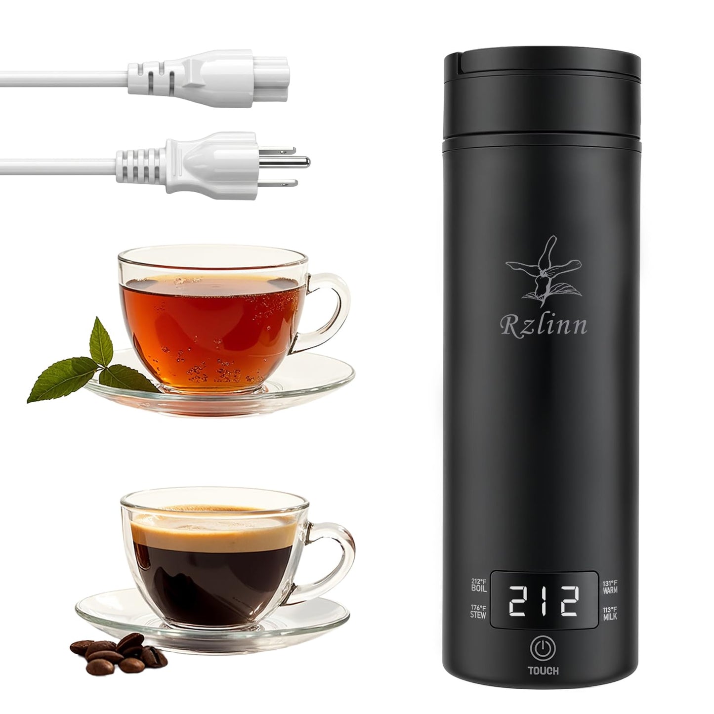 Rzlinn Portable Electric Kettle （120V）, Travel Tea Kettle, 316 Stainless Steel Premium Liner