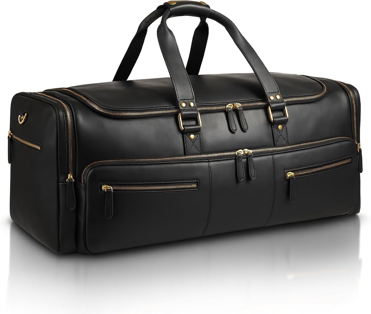 Luxorro Full Grain Leather Duffle Bag for Men | Large Weekender & Road Trip Bag | 30 Inch, 70L Capacity | Mens Overnight Travel & Gym Duffel | Black