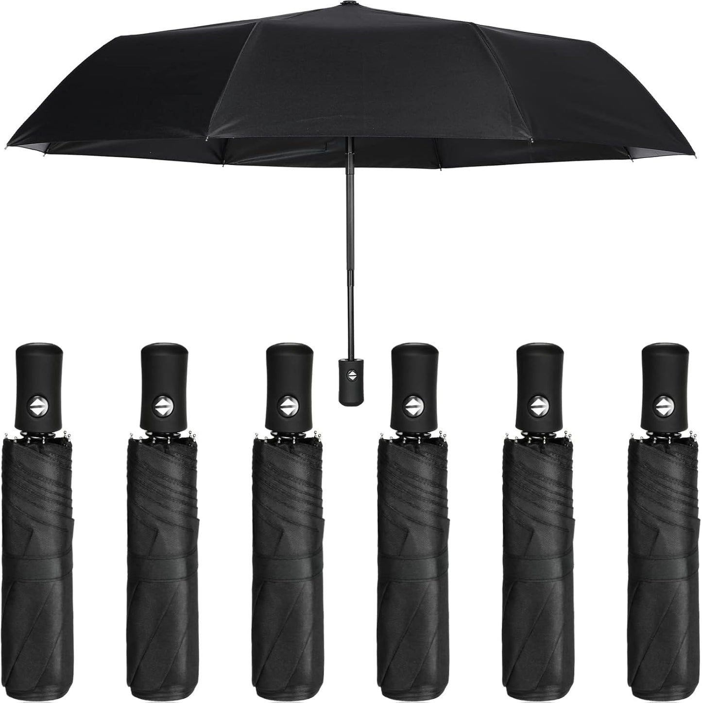 Jexine 6 Pcs Travel Compact Umbrella Automatic Open Close Windproof Small Light Backpack Purse Car Portable Collapsible Umbrella for Rain, Men Women