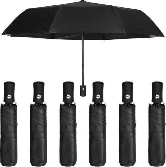 Jexine 6 Pcs Travel Compact Umbrella Automatic Open Close Windproof Small Light Backpack Purse Car Portable Collapsible Umbrella for Rain, Men Women