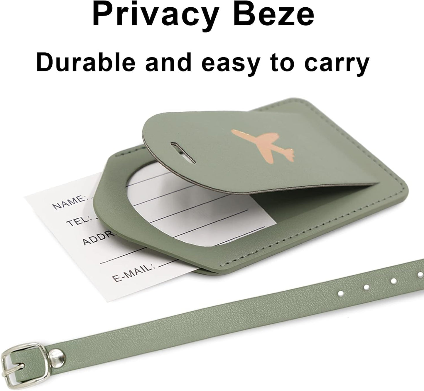 Real Leather Wallet RFID Passport Holder with Suitcase Tag Set Card Slots (Green)