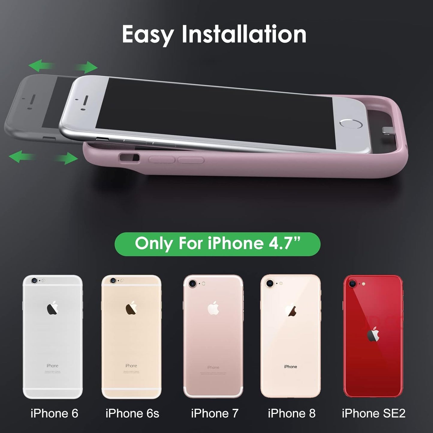Battery Case for iPhone 6/6s/7/8/SE(2022/2020)(6.1 Inch), [2024 Upgraded] Ultra-Slim 7000mAh Portable Extended Charging Case Cover for iPhone 8, iPhone 7, iPhone 6/6s, iPhone SE Charger Case (Pink)