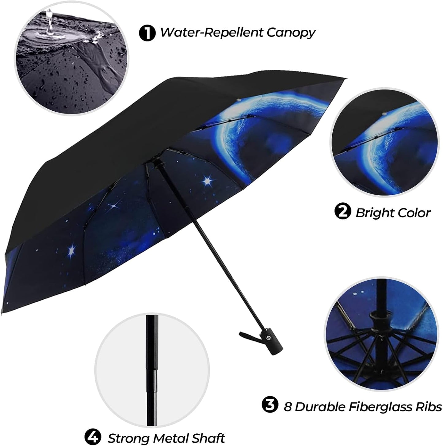 LLanxiry Compact Travel Umbrella, Mini Windproof Umbrellas for Rain & Sun, Small Lightweight Outdoor UV Umbrella, Portable Folding Umbrellas for Travel