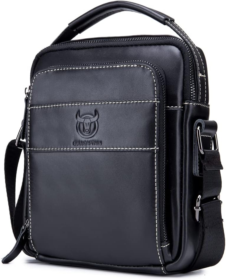 KPYWZER Genuine Leather Shoulder Bag Small Men Messenger Pack Handbag Sling Crossbody Bag Man Purse