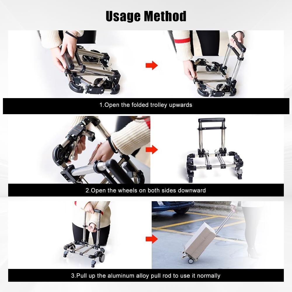 CNQLIS Folding Hand Truck,Portable Carrying Cart, Compact, Mini Lightweight for Travel/Auto/Moving/Office Use,12in.Hx9in.W Fits Most Backpacks- 55lbs Lightweight Hand Truck