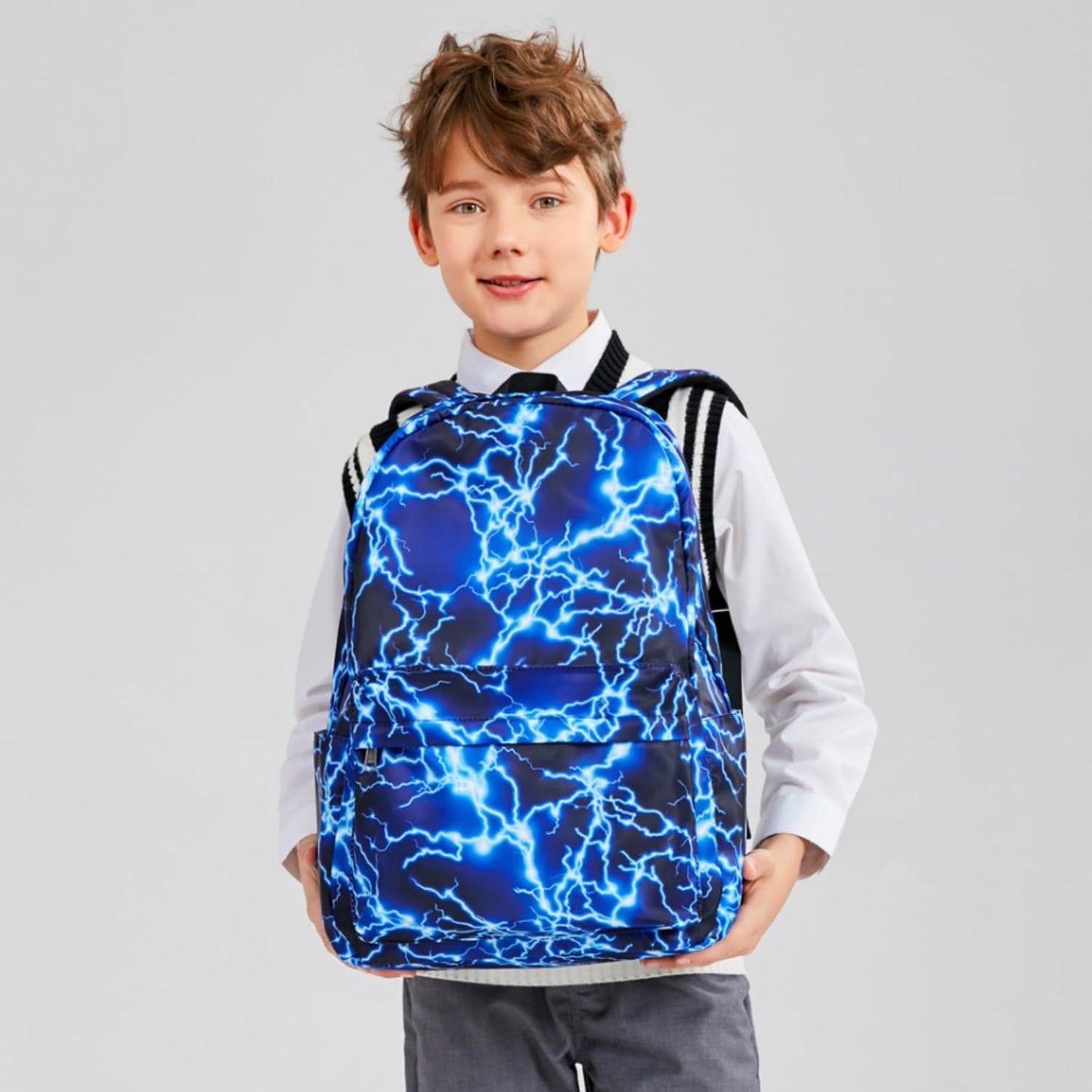 Backpack For Boy Elementary School Bookbag Durable Kid's Backpack Lightweight Travel Daypack (Blue-Light)