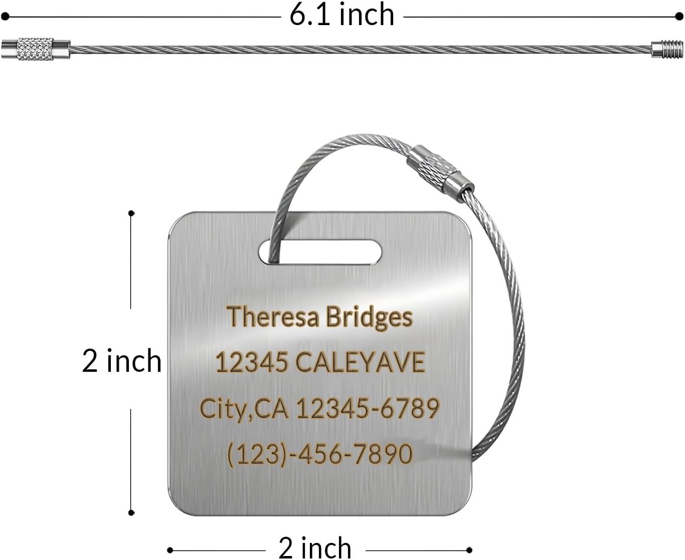 5 Pack Custom Engraved Luggage Tags, 2 x 2 inches Waterproof Personalized Luggage Tags, Aluminum Personalized Bag Tags for Suitcases/Backpack/Luggage Accessories [Silver]