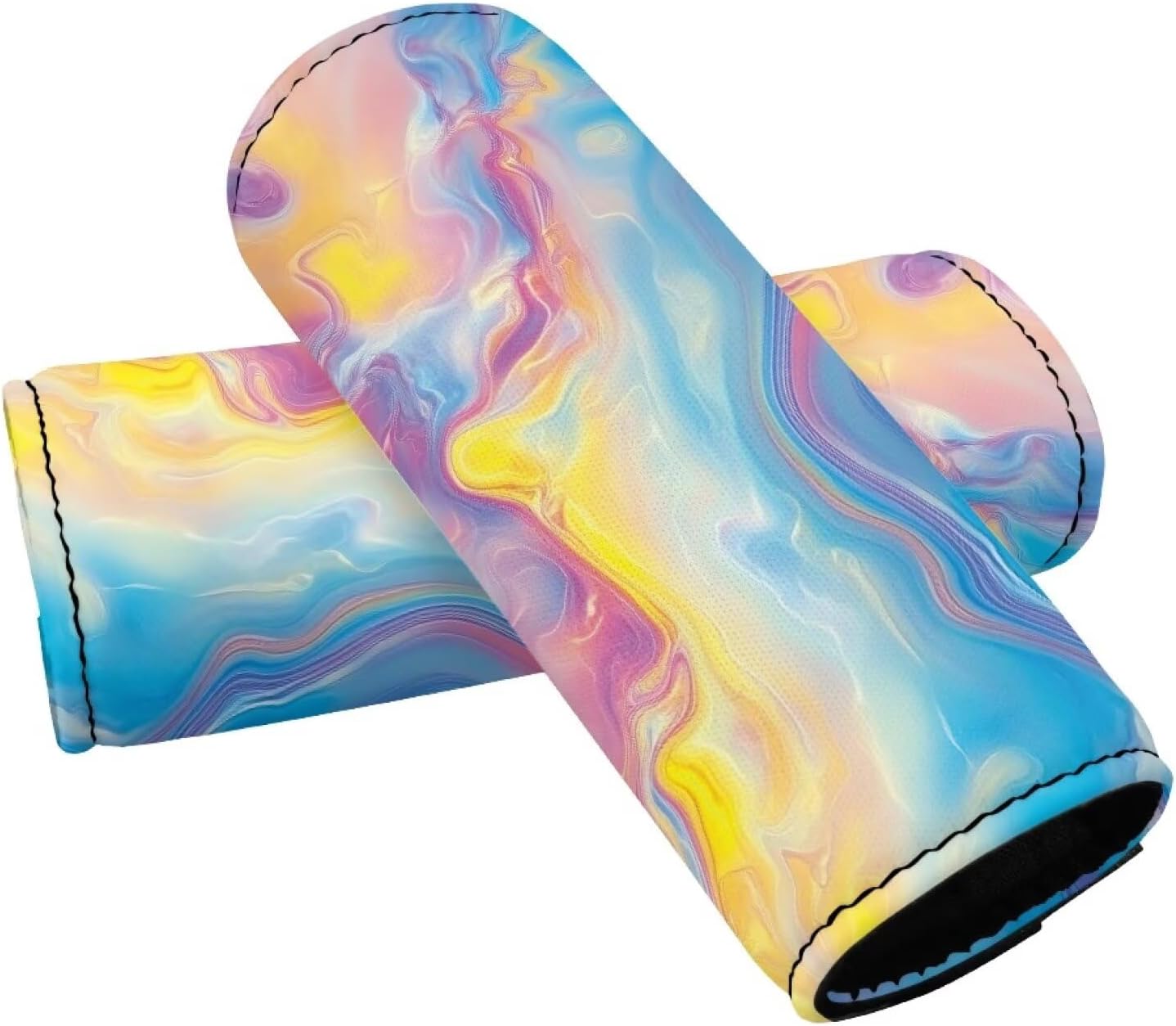 Colour Swoosh Suitcase Protective Cover Set, Colorful Luggage Handle Wraps for Suitcase Potable Luggage Makers Covers Wraps Travel Accessories Set 2 Pcs for Girls Women
