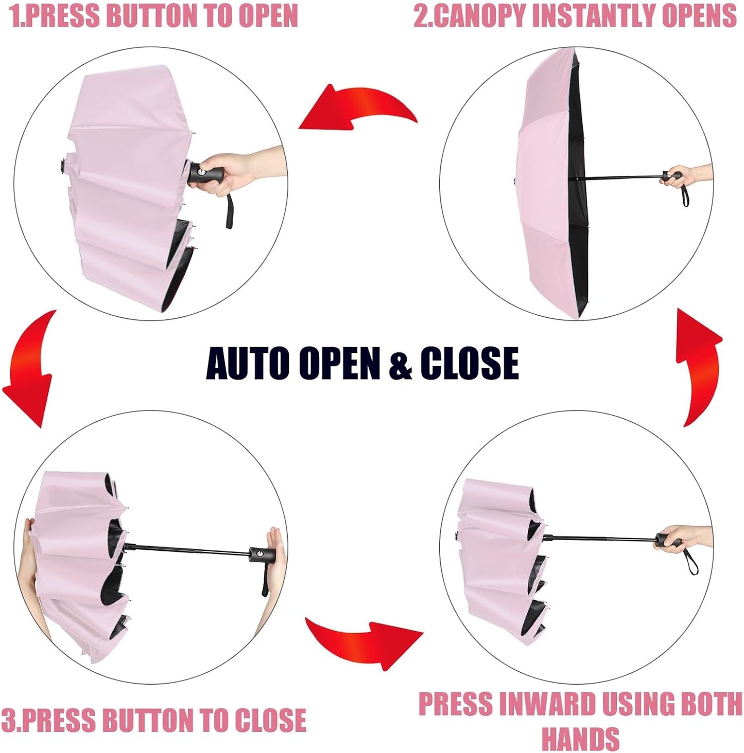 Jexine 6 Pcs Travel Compact Umbrella Automatic Open Close Windproof Small Light Backpack Purse Car Portable Collapsible Umbrella for Rain, Men Women