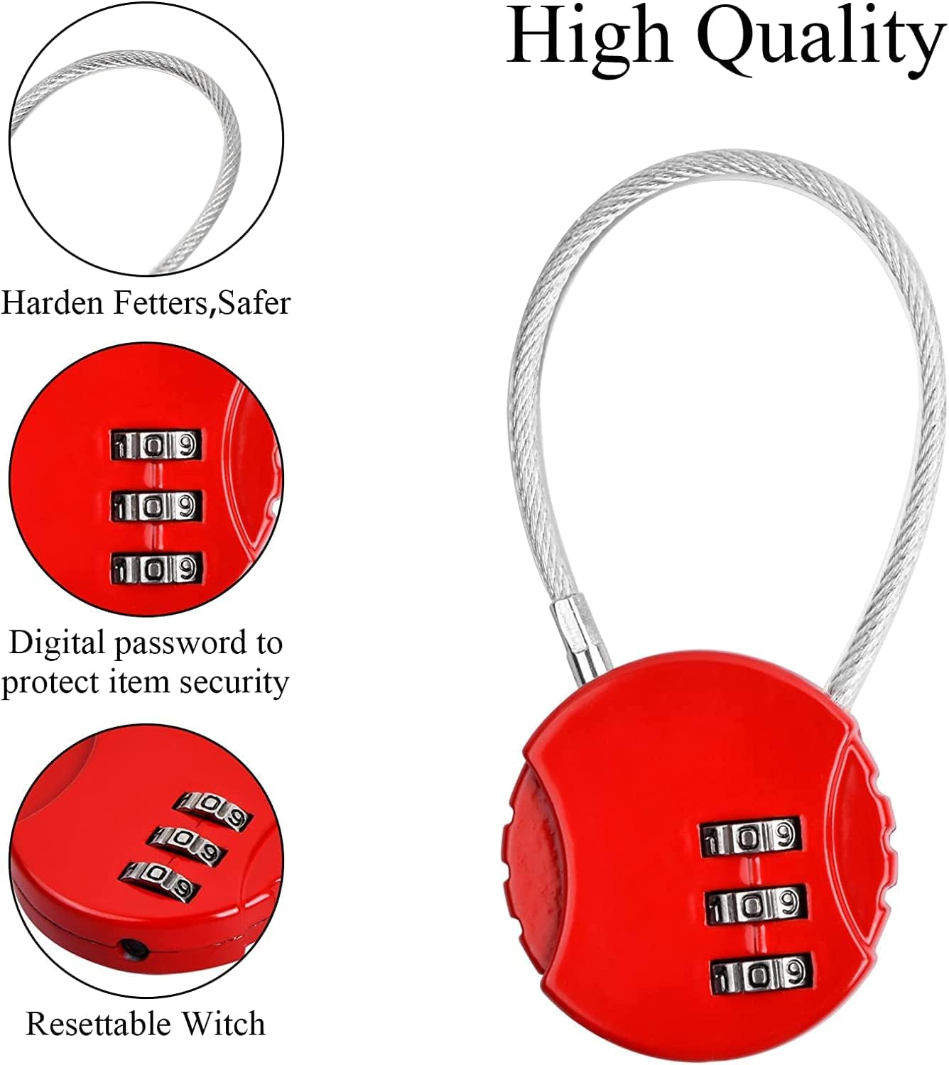 Combination Lock, 4 Pack Color Padlock, 3 Digit Mini Code Lock, Luggage Lock Bag Locks Gym Locks with Combination Code for Travel, Backpacks, Holiday Suitcase