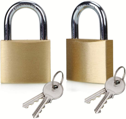 ABRAFOX Lock Solid Brass Keyed Different Padlock-（1-9/16 inch 40mm 2pack