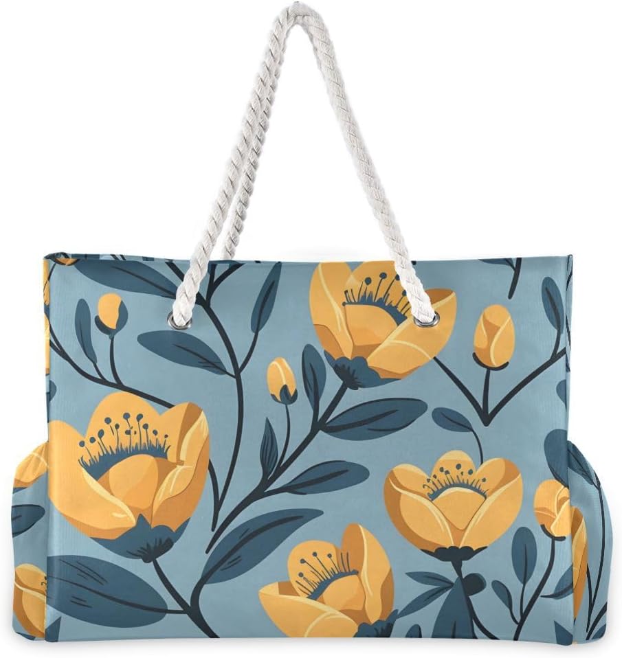 senya Large Beach Shoulder Bags Canvas Tote Water Resistant for Gym Travel Daily