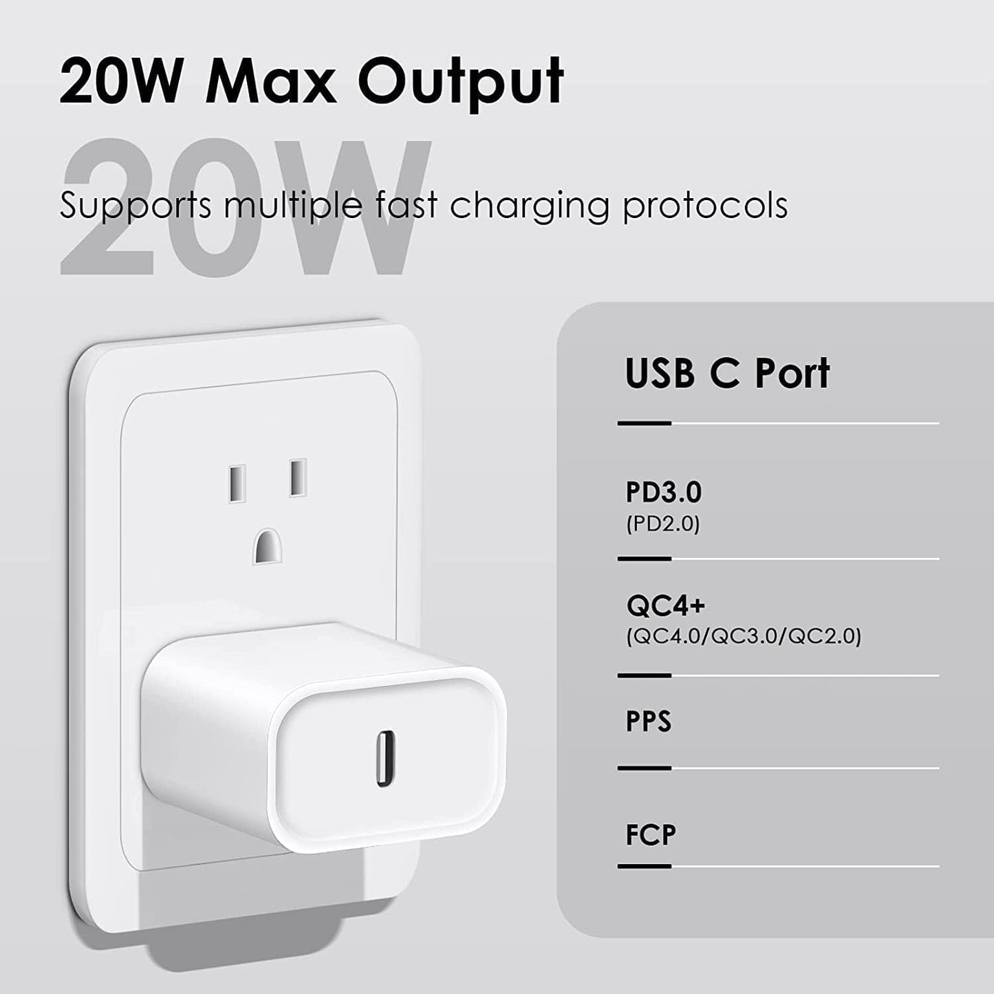 iPhone Fast Charger, [MFi Certified] 20W USB C Fast Charger Block with 10FT Type-C to Lightning Cable, Super Fast Charging Compatible with iPhone 14/13/13 Pro/12/12 Pro/12 Pro Max/11/Xs Max/XR/X