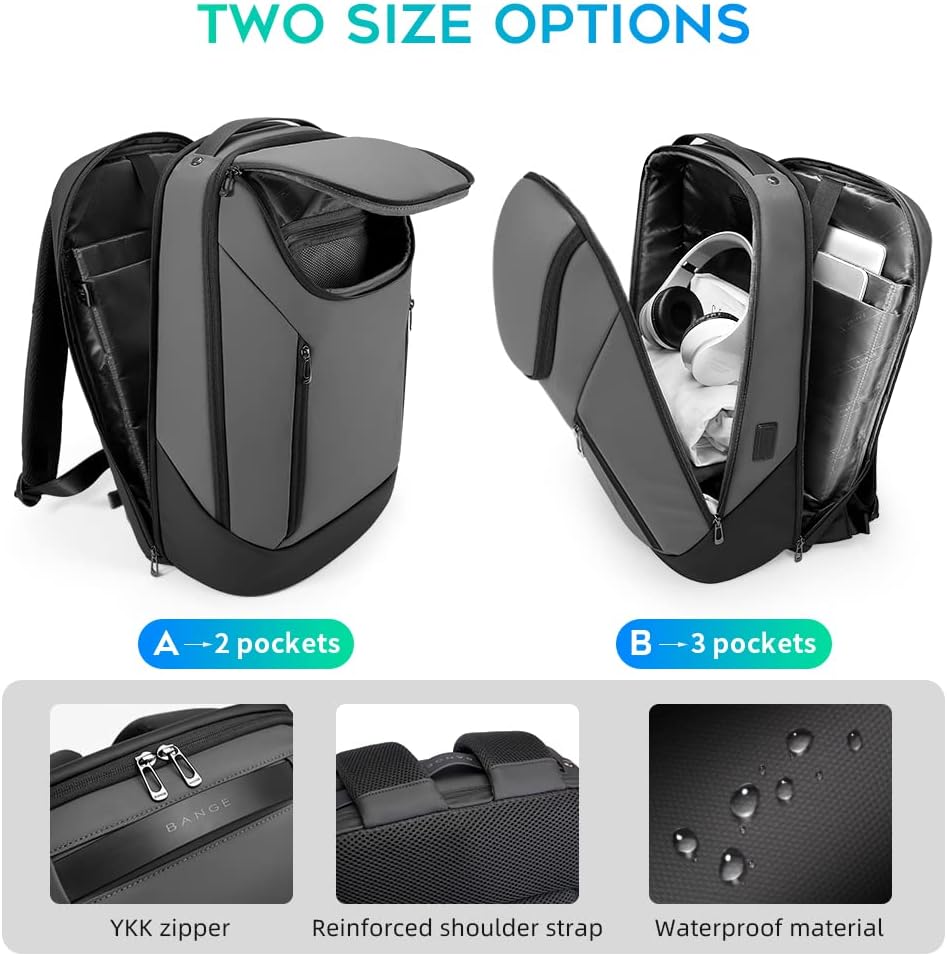 BANGE Business Smart Backpack Waterproof fit 15.6 Inch Laptop Backpack with USB Charging