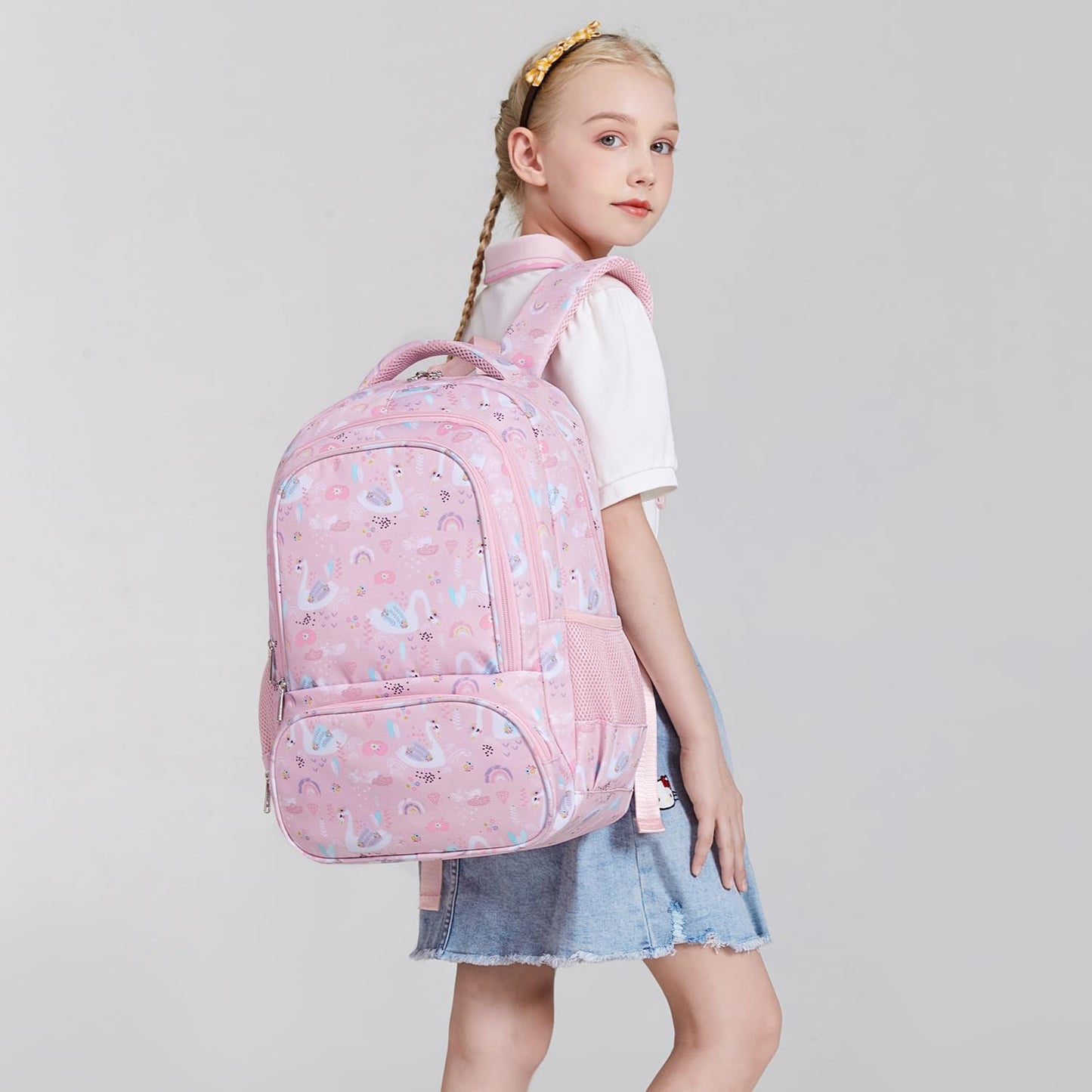 abshoo Lightweight Swan Kids Backpack For School Girls Elementary Kindergarten Bookbag School Bags (Swan)