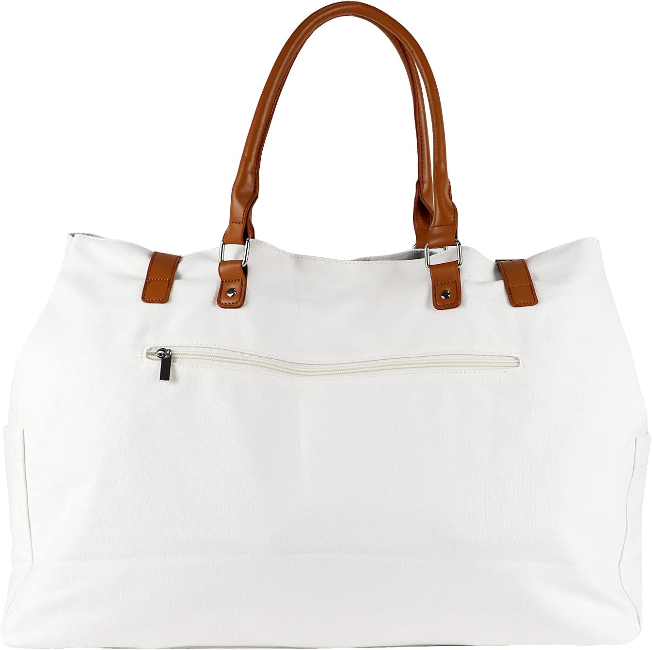 Beach Bag with Vegan Leather Handle, Extra Large Beach Bag for Women Waterproof Sandproof, White