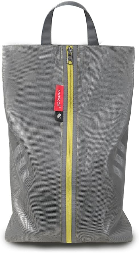 pack all Plus-Sized Shoe Bag for Travel, Water-Resistant Shoe Pouch for Gym, Odor-Resistant Soccer Cleats Bag for Sport (Grey, 1-Pack)