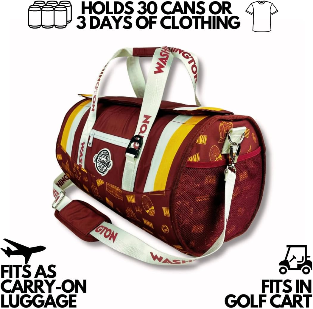Varsity Cooler Washington Travel Party Duffel & Cooler – 30 Can Leakproof Insulated Tote Bag, Waterproof Soft compartment for Tailgating, Golf, Beach, Carry-On Luggage & Outdoor Sports