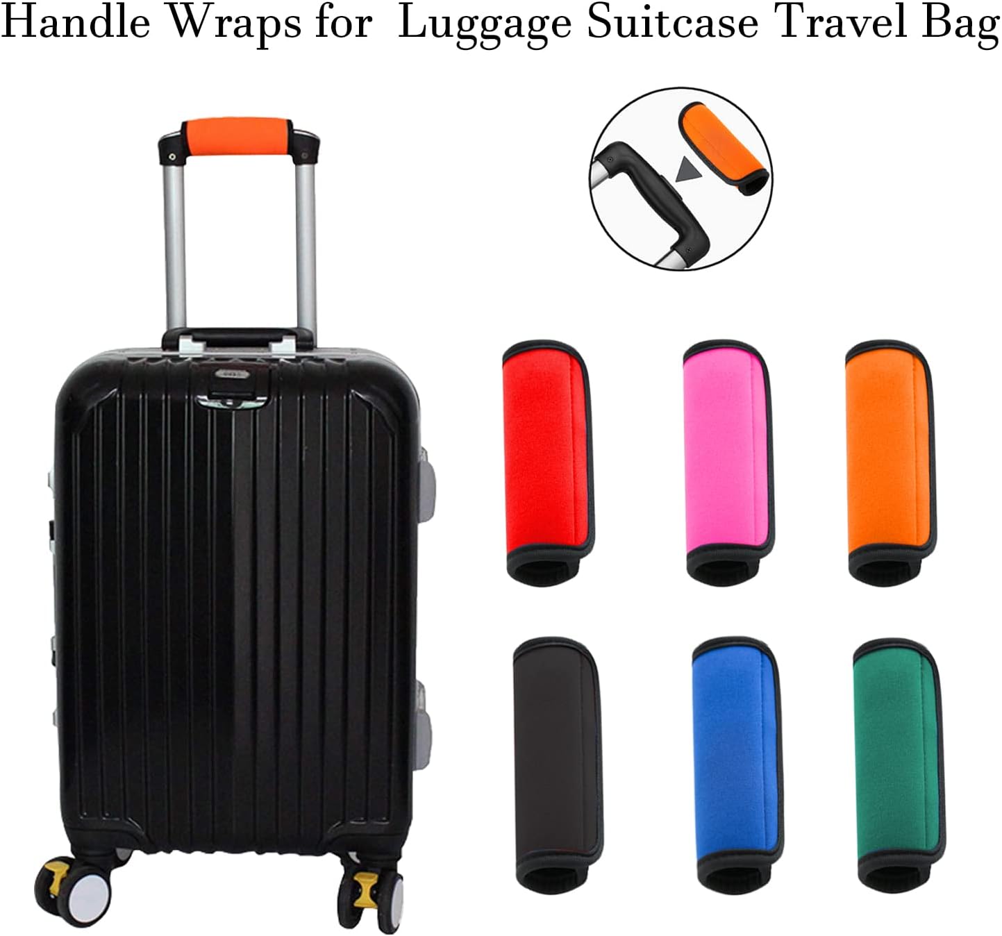 2 Pack Luggage Handle Wraps for Luggage Suitcase Travel Bags (Orange)