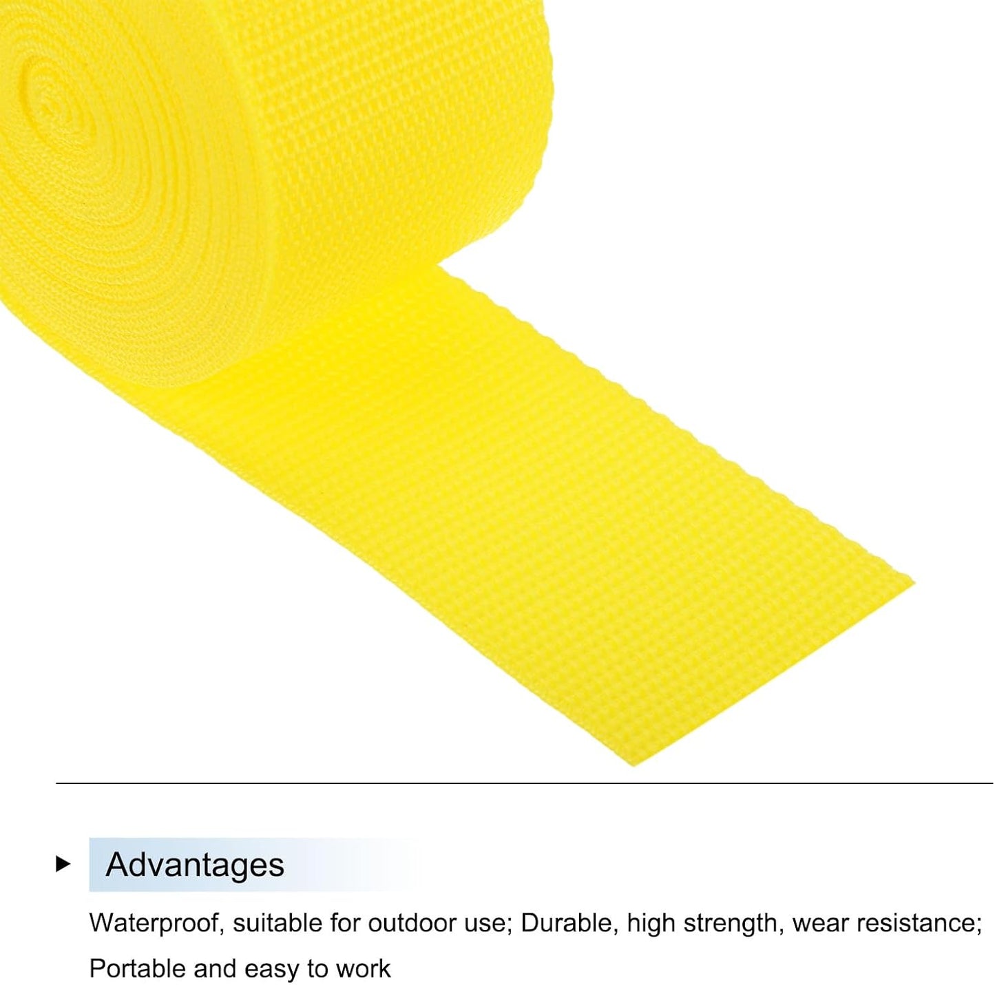 MECCANIXITY Lightweight Polypropylene Webbing Strap 2" 5 Yard Backpack Strapping Band Lemon Yellow for Outdoor Luggage Cargo Straps