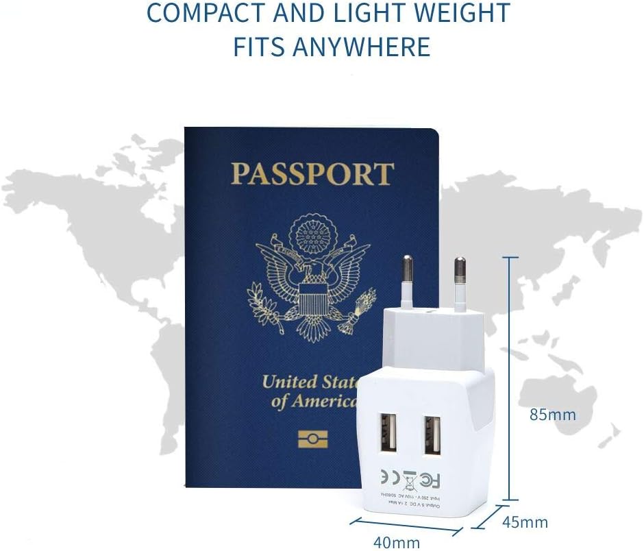 Ceptics Switzerland Travel Adapter Plug with Dual USB + Usa Input - Type J - Ultra Compact - Safe Grounded for Laptops, Cell Phones, Chargers, Camera and More (CTU-11A )