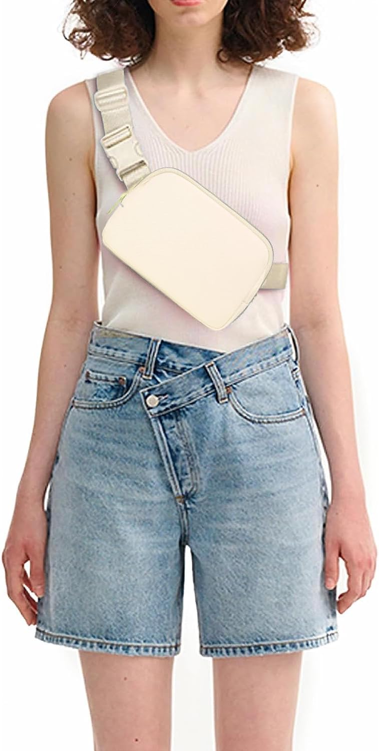 Belt Bag for Women, Cross Body Fanny Pack Fashion Waist Packs Everywhere Belt Bag with Adjustable Strap Gifts for Teen Girls Women Men (White)