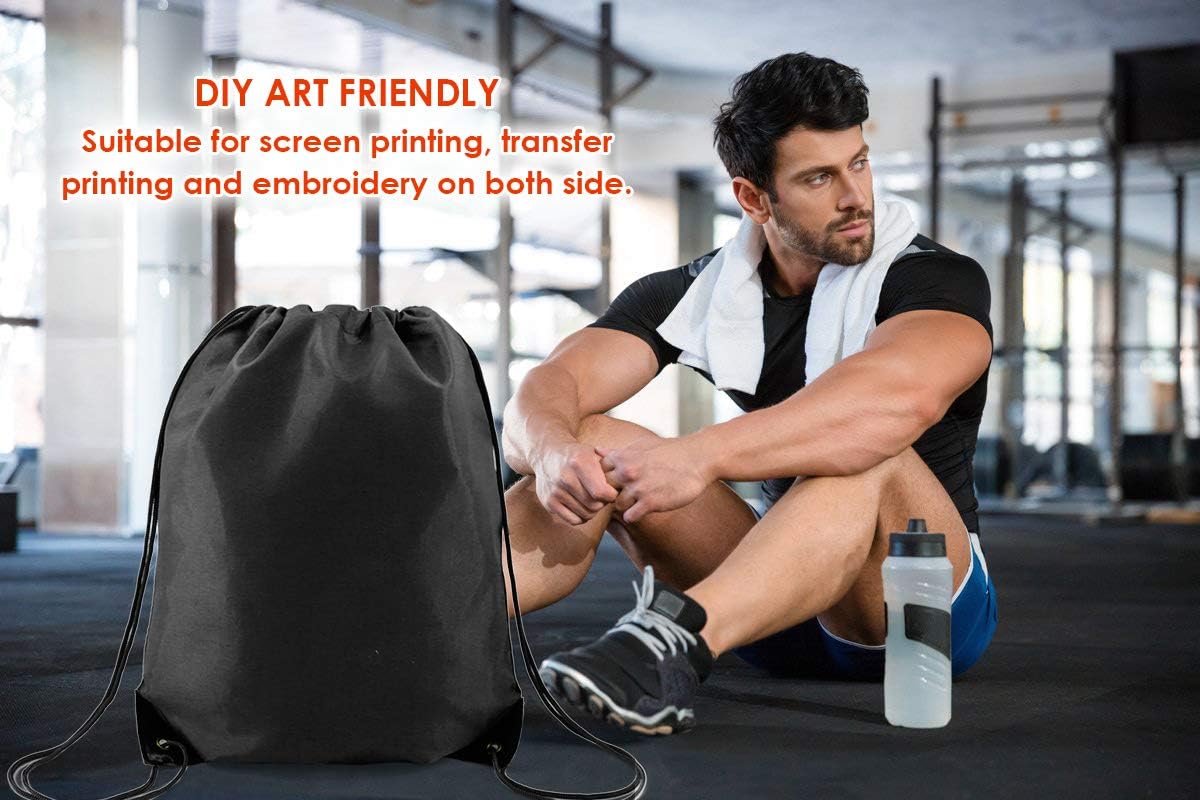 BeeGreen Drawstring Backpack Bags 20,30,50 Packs Reflective String Bags for Gym Sport Trip Cinch Sack DIY for Women Men