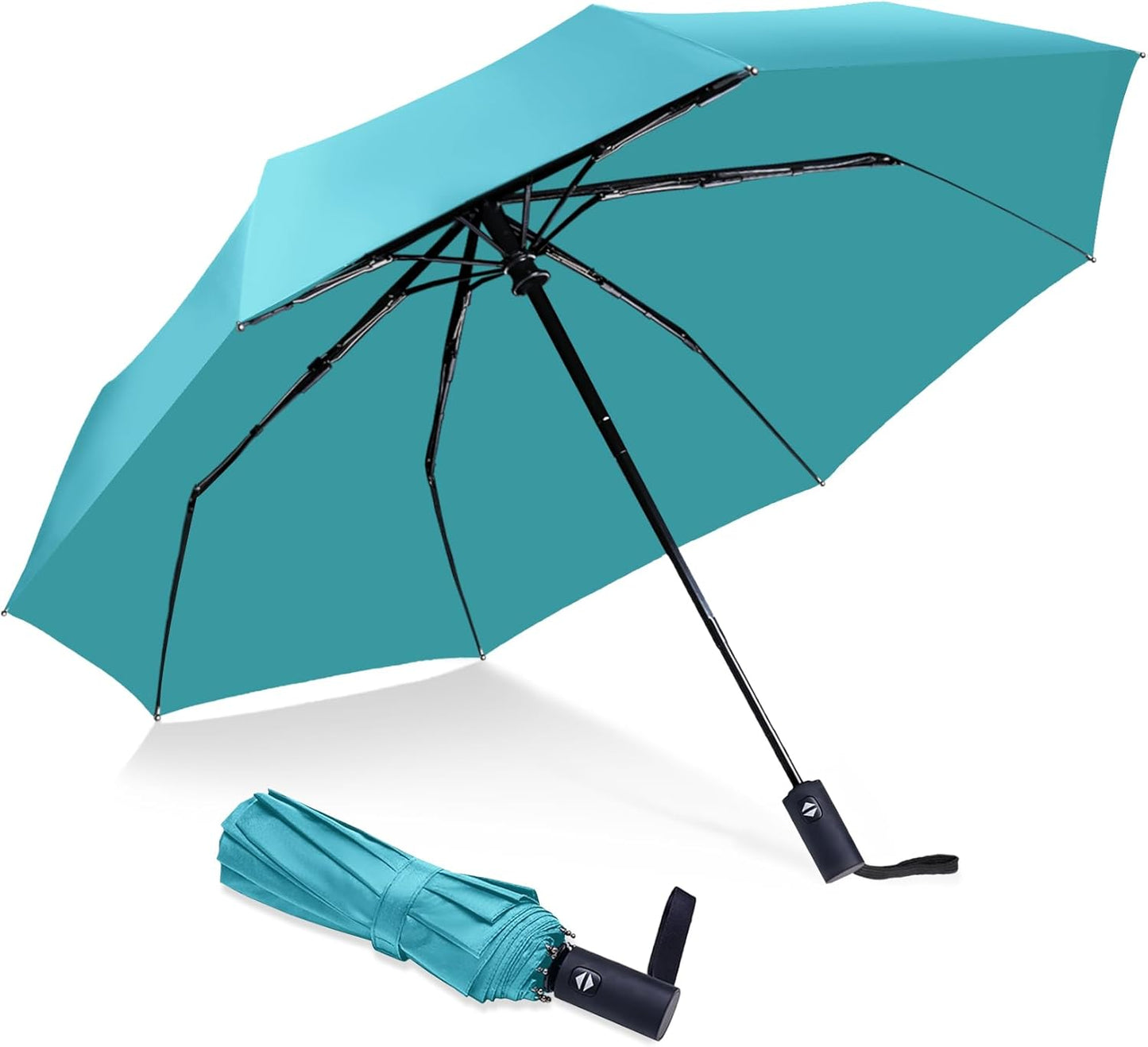 Travel Essentials Umbrella Windproof Compact Collapsible Light, Automatic, Strong and Portable, Wind Resistant Folding Small Umbrella for Rain
