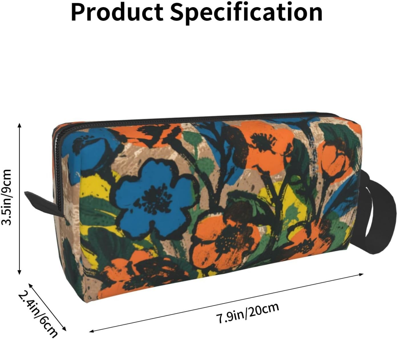 Bold Hues Floral Art Makeup Bag Small Compact & Durable Travel Cosmetic Bag Organizer Oxford Fabric Impact-Resistant Multi-Purpose Storage Perfect for Travel, Gym, Daily Use