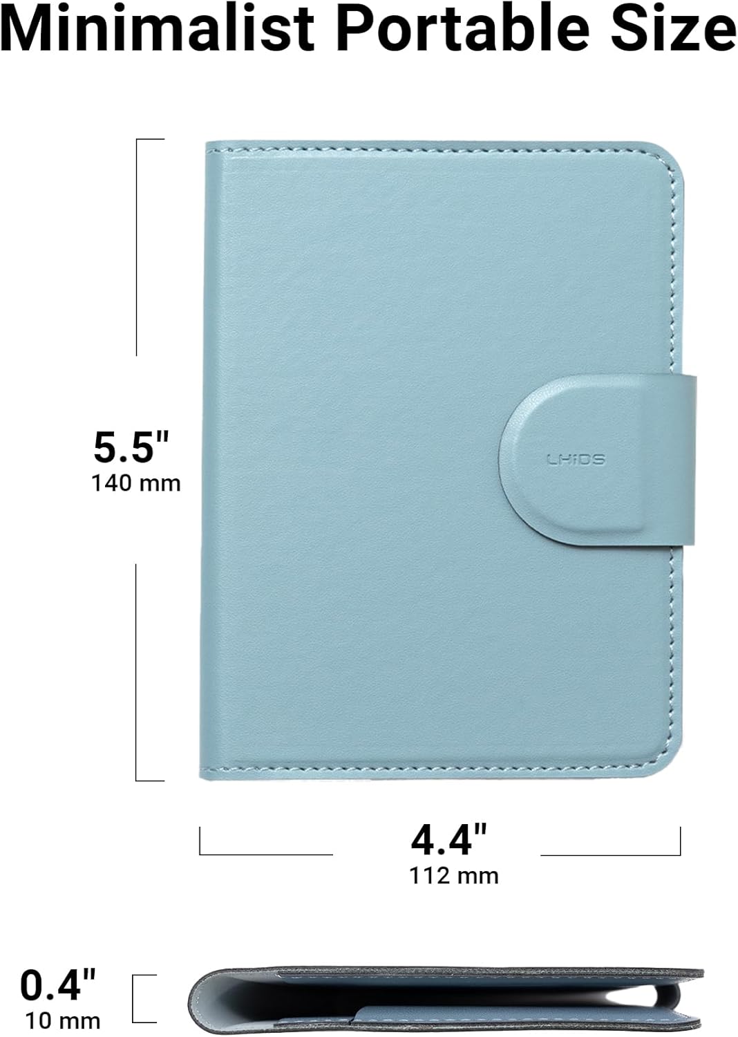 LHiDS Leatherette Passport Holder with RFID Protection, Premium PU Leather, Snap Button Closure, Travel Passport Wallet Cover for Passport, Boarding Passes, Business Cards, Cash (Water Blue)