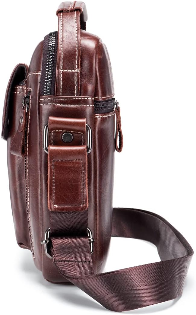 KPYWZER Genuine Leather Shoulder Bag Small Men Messenger Pack Handbag Sling Crossbody Bag Man Purse