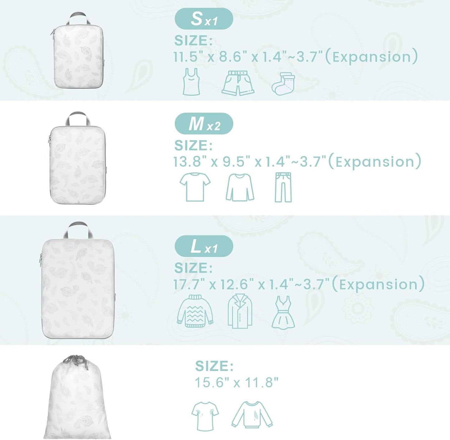 Cambond Compression Packing Cubes for Travel Women - Travel Bags Luggage Organizers Travel Essentials Compression Cubes for Travel Carry on Suitcases Organizer