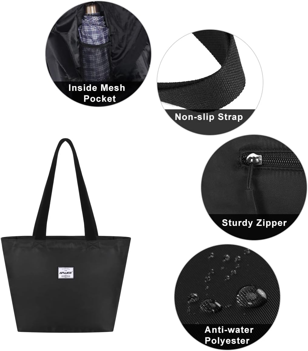 Tote Bag with Zipper for Women Inside Mesh Pocket Heavy Duty Casual Anti-water Cloth Travel Shoulder Handbag