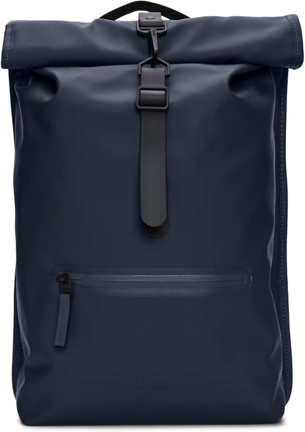 RAINS Rolltop Rucksack – Navy Waterproof Rolltop Backpack Water Resistant Water Repellent Commuter Travel Pack Urban Minimalist Design – 2 Year Warranty