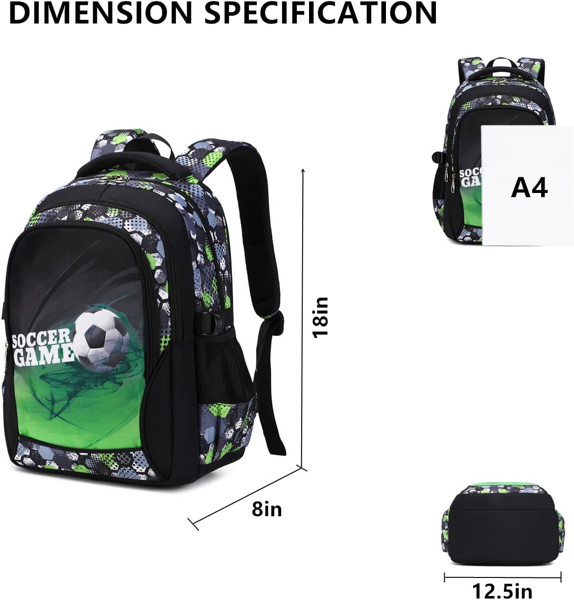 Lmwzh Backpack For Boys Elementary School Bags Kids Bookbag Waterproof Lightweight Durable Green