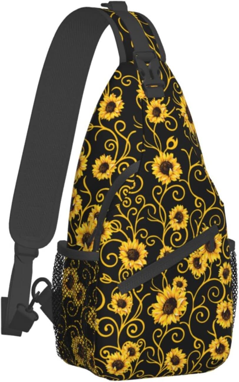 Sunflower Sling Bag Travel Sunflower Crossbody Bag Chest Daypack Hiking Shoulder Bag For Men Women