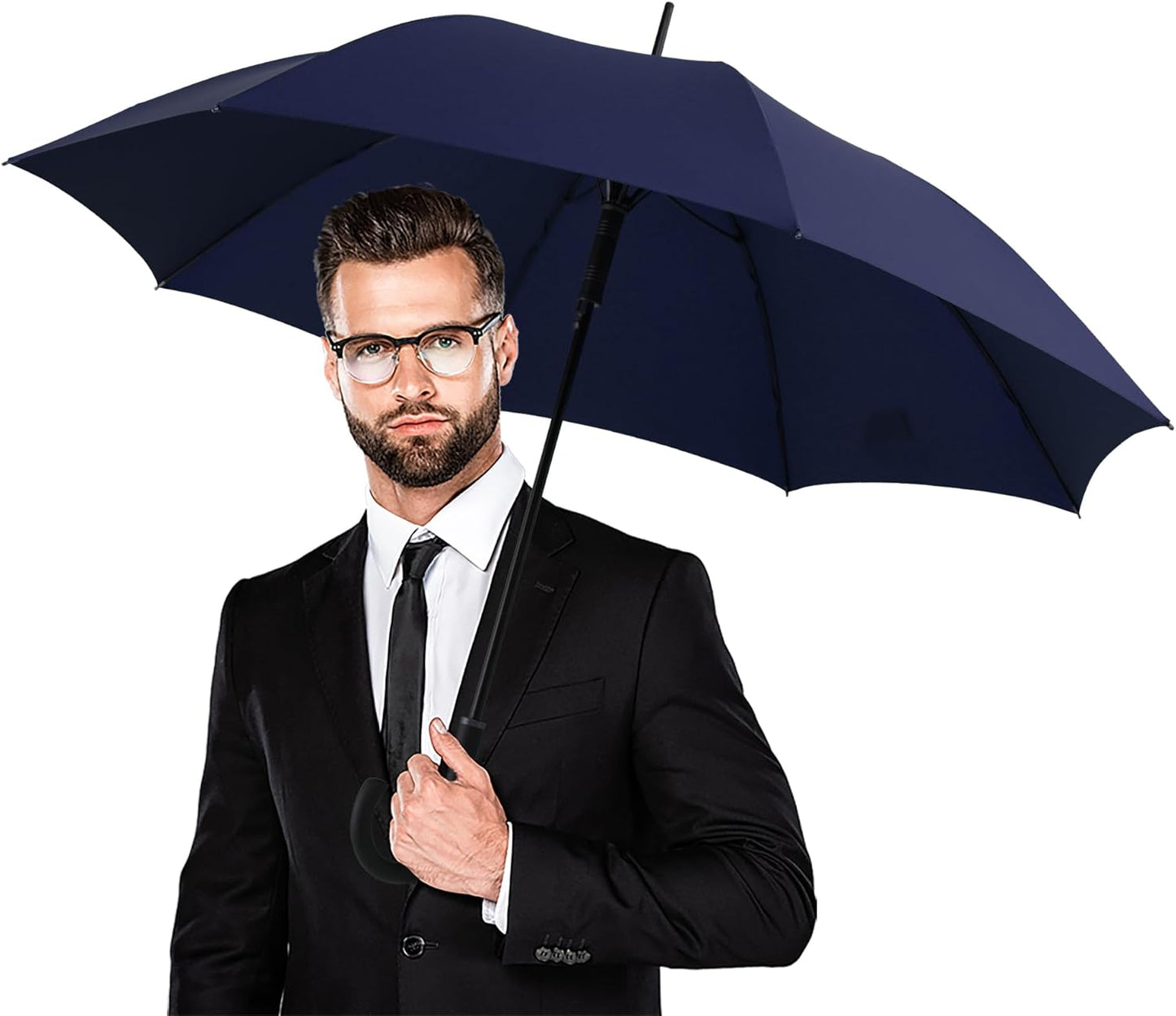 Large Stick Umbrella Windproof Automatic Open 50 Inch Umbrella with Hook Handle,Over Sized J Handle Umbrellas for Men and Women,Windproof Unbreakable Stick Rain Golf Umbrella.