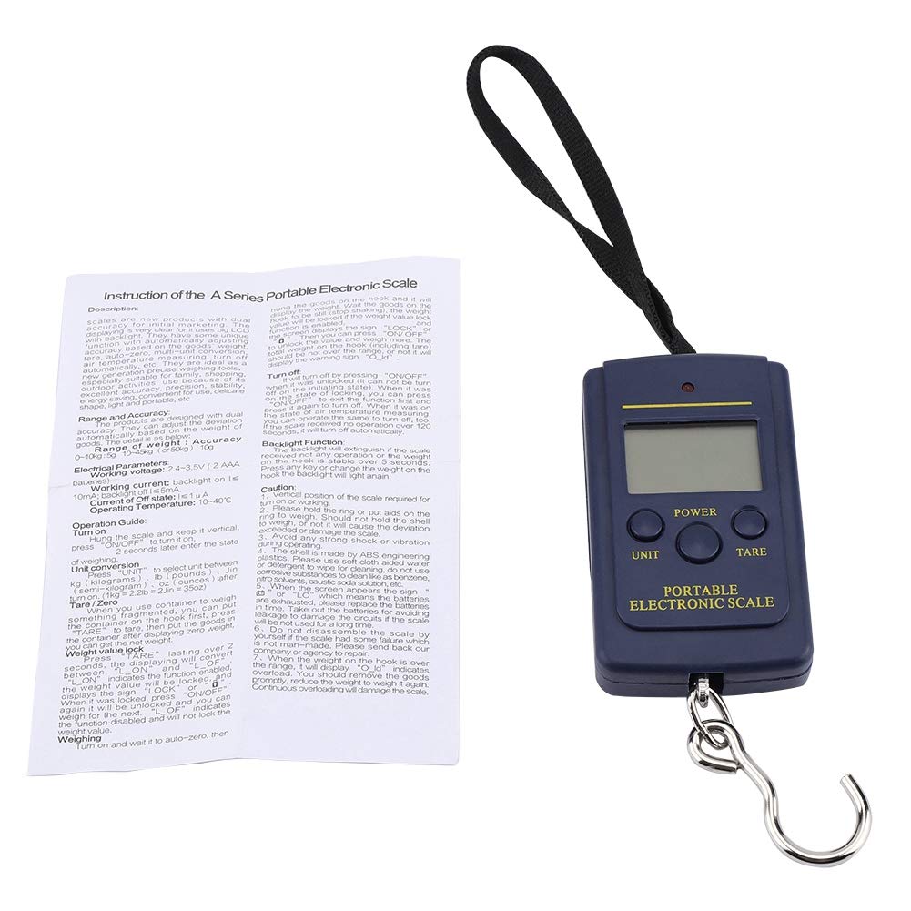 Digital Hanging Scale, 50kg/10g Portable Electronic Scale with Large LCD Display Hideable Hook for Luggage Travel Bag
