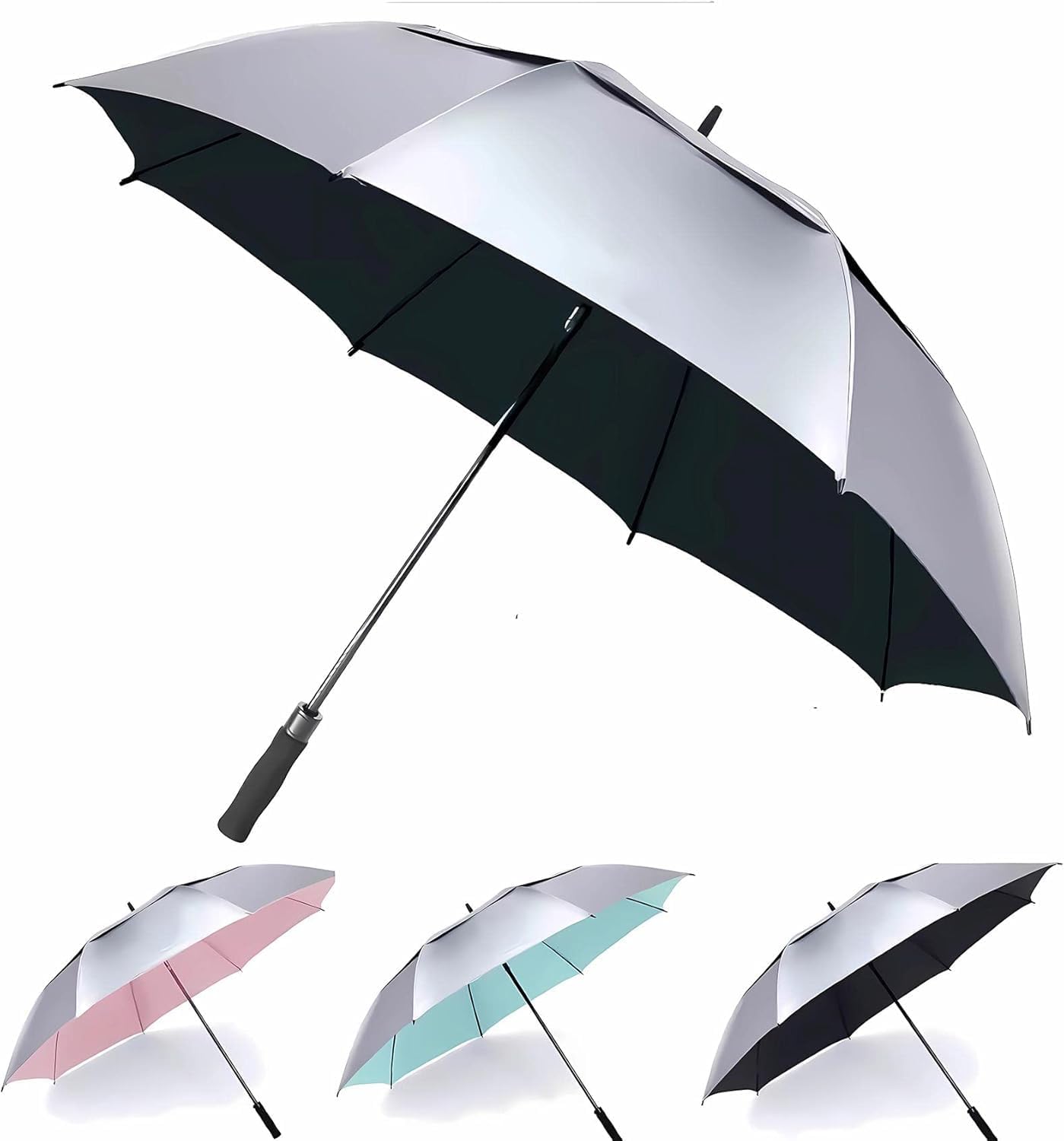 MRTLLOA Extra Large Golf Umbrella, 54/62/68/72 Inch Automatic Open, Oversize Double Canopy Vented Windproof Waterproof Sports Umbrellas for Rain