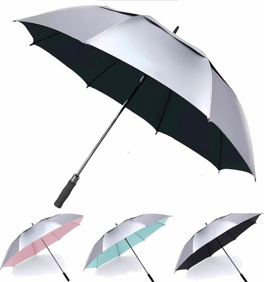 MRTLLOA Extra Large Golf Umbrella, 54/62/68/72 Inch Automatic Open, Oversize Double Canopy Vented Windproof Waterproof Sports Umbrellas for Rain